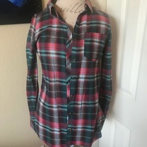 Plaid Button up multi colored top